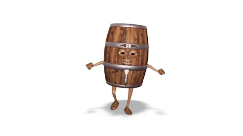 Cartoon Wooden Barrel Dancing Loop on White Background 스톡 동영상 166347163
