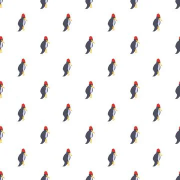 Cartoon woodpecker bird seamless pattern on white background Stock Illustration