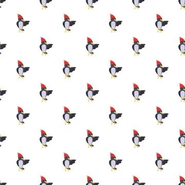 Cartoon woodpecker pattern creating seamless design Illustrazione stock