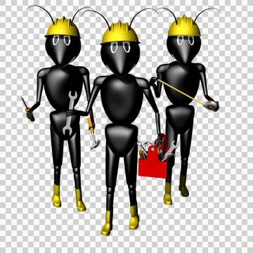 Cartoon worker ants  teamwork and repair Stock Illustration