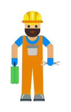 Cartoon worker character illustration Stock Illustration