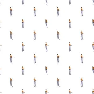 Cartoon worker character repeating pattern background Stock Illustration