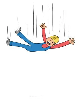 Cartoon worker falls from height, vector illustration Stock Illustration