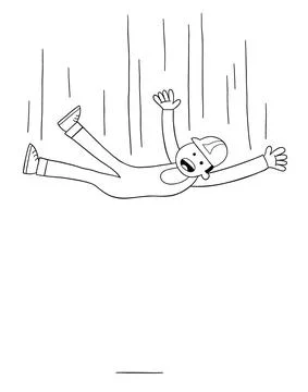 Cartoon worker falls from height, vector illustration Stock Illustration