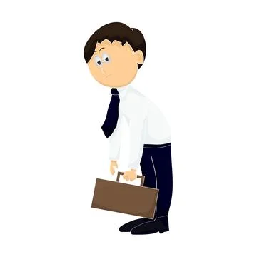 Cartoon worker get tired Stock Illustration