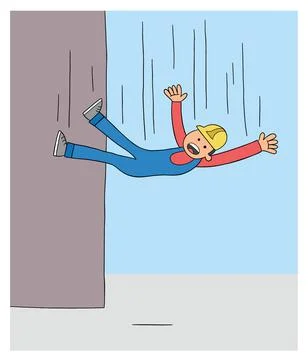 Cartoon worker man falls from the height, vector illustration Illustrazione stock