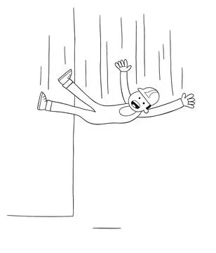 Cartoon worker man falls from the height, vector illustration Illustrazione stock