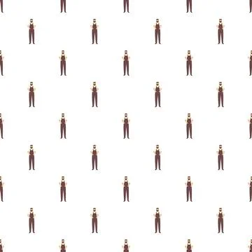 Cartoon worker man repeating seamless pattern background Stock Illustration