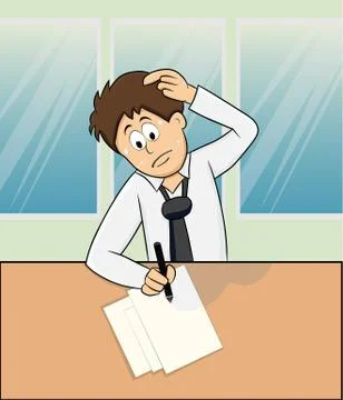 Cartoon worker thinking Stock Illustration