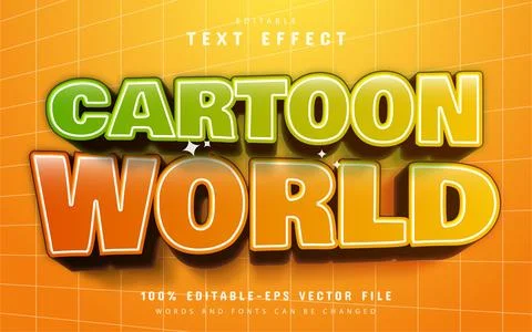 Cartoon world 3d text effect Stock Illustration