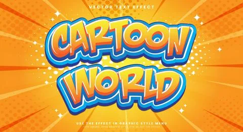 Cartoon world comic Style 3d editable text effect Stock Illustration