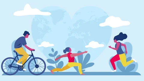 Cartoon world healthy Stock Footage 243737770