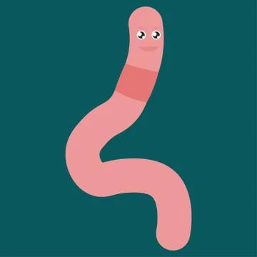 Cartoon worm squirms. Stock Illustration