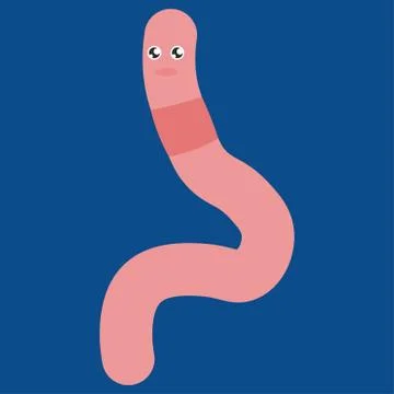 Cartoon worm squirms. Stock Illustration
