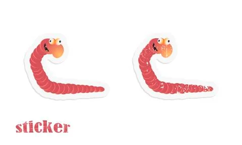 Cartoon worm. Vector illustration in the form of a sticker in modern and retr Stock Illustration