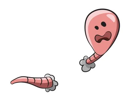 Cartoon worm vector illustration showing movement through a hidden opening... Stock Illustration