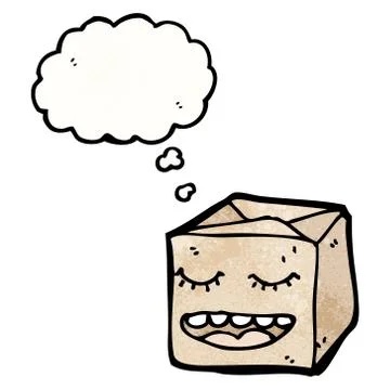 Cartoon wrapped parcel with thougth bubble イラスト素材