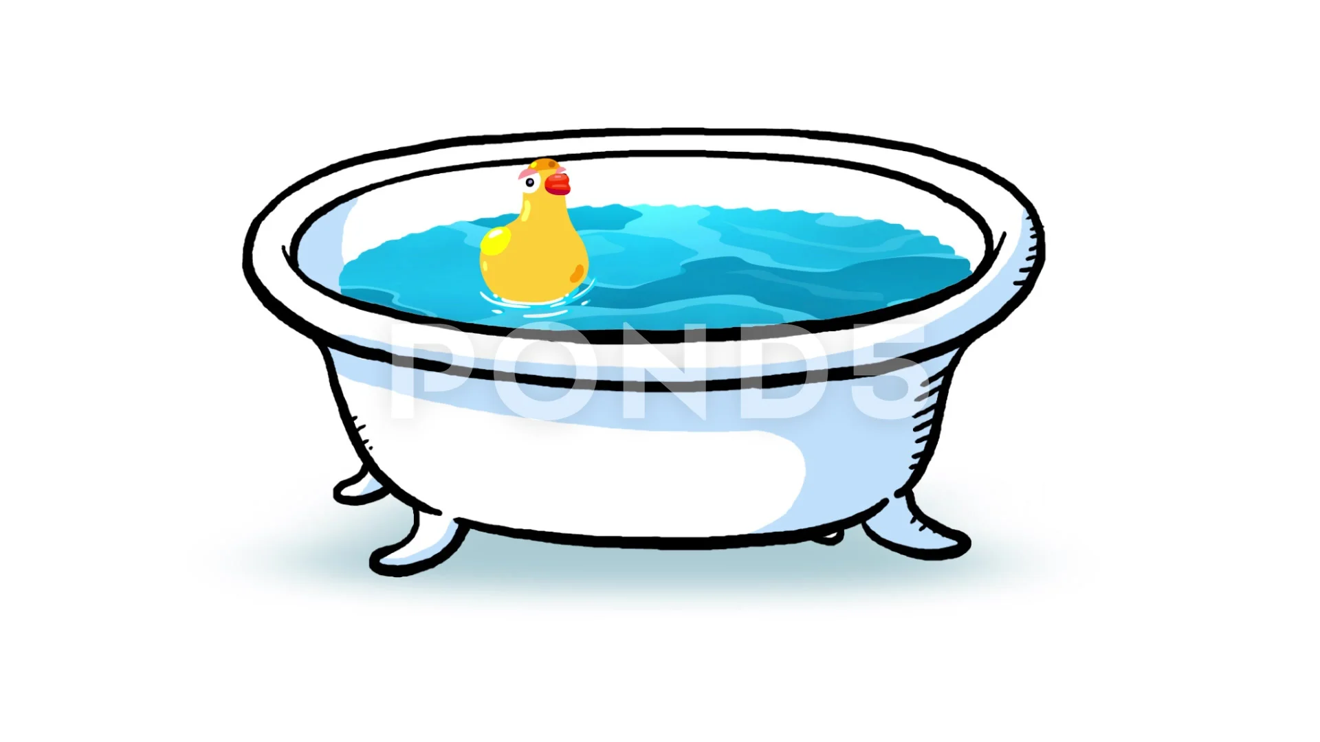 Cartoon yellow duck swimming in the bath... | Stock Video | Pond5