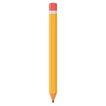 Cartoon yellow pencil sharpened with a red rubber isolated on white backgroun Stock Illustration