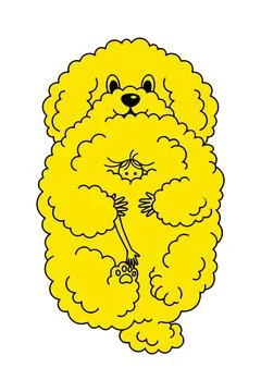 Cartoon Yellow Poodle with Human Inside Stock Illustration