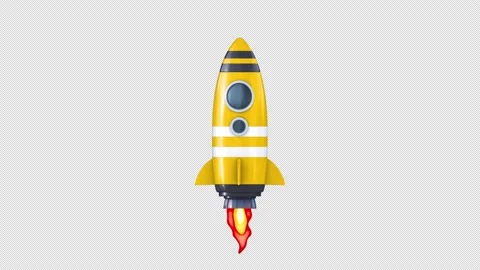 Cartoon Yellow Space Rocket Stock Footage 152740464