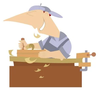 Cartoon young joiner isolated Stock Illustration