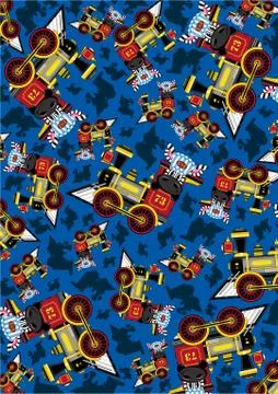 Cartoon Zebra and Train Pattern Illustrazione stock