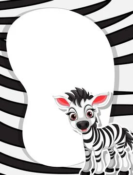 Cartoon Zebra Character with Pattern Border Stock Illustration