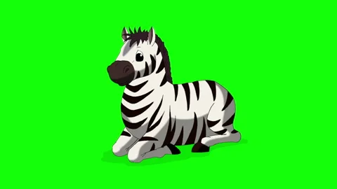 Cartoon Zebra on Green Screen Background 2D animation HD Stock Footage 333605808