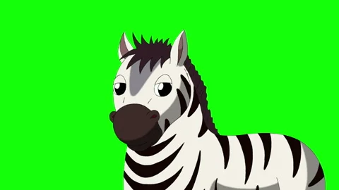 Cartoon Zebra on Green Screen Background 2D animation HD Stock Footage 333605815