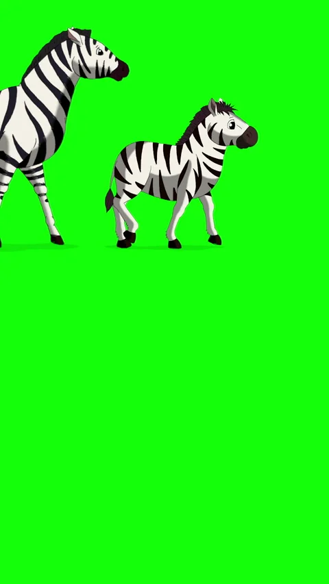 Cartoon Zebra on Green Screen Background vertical 2D animation HD Stock Footage 334697557
