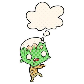 Cartoon zombie and thought bubble in comic book style Stock Illustration