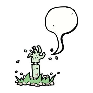 Cartoon zombie arm with speech bubble Stock Illustration