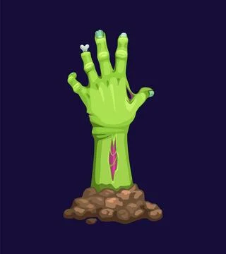 Cartoon zombie hand, vector decaying corpse arm Stock Illustration