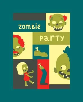Cartoon zombie vector pattern halloween scary monster character spooky boy girl 스톡 일러스트
