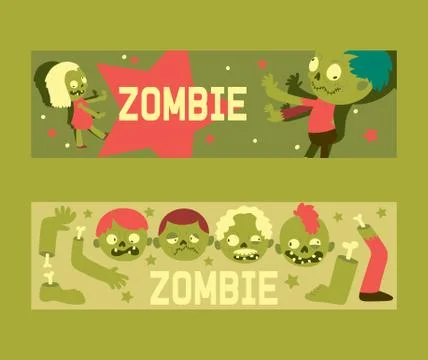 Cartoon zombie vector pattern halloween scary monster character spooky boy girl Stock Illustration