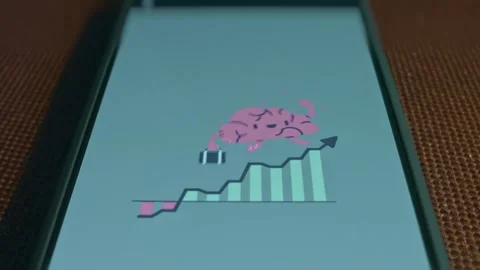 Cartooned Brain climbing up the positive arrow chart to success, Successful Stock Footage 309686899