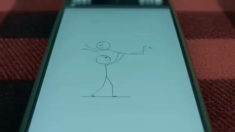 Cartooned character lifting up another character, presentation Stock Footage 309829963