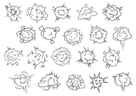 Cartooned comic book explosion clouds Illustrazione stock