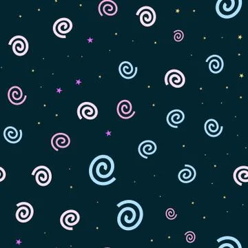 Cartooned seamless pattern with stars and clouds, vector illustration background 스톡 일러스트