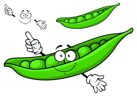 Cartooned String Beans with Happy Face and Arms 스톡 일러스트