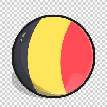 Cartoonish Belgian Flag in a Circular Shape with Shadow and Highlights. 库存插图