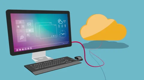 Cartoonish cloud computing concept Stock Footage 40667383