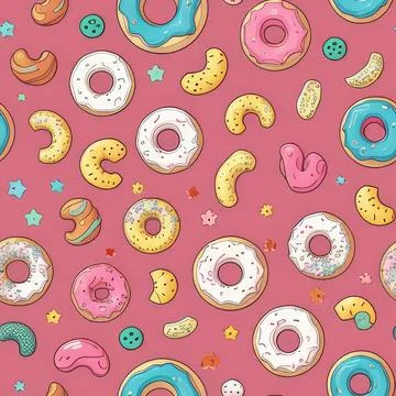 Cartoonish Colorful donuts pattern Stock Illustration