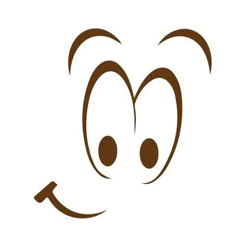 A cartoonish face with a cheerful expression and distinctive eyebrows Stock Illustration