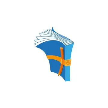 Cartoonized book and pen. vector illustration Stock Illustration
