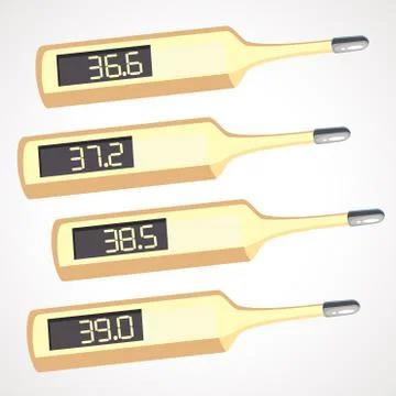 Cartoons electronic thermometer with different temperatures. Vector illustration Stock Illustration