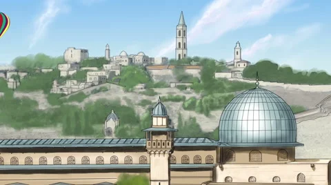 Cartoons Far Plan Mosques And The City Stock Footage 45949160