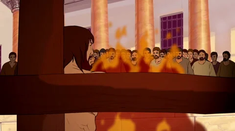 Cartoons Fire Near The Mosque Stock Footage 45948938