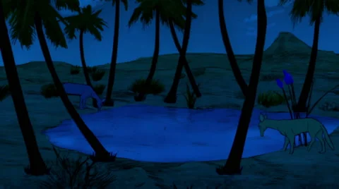 Cartoons Forest in The Night Stock Footage 45948666